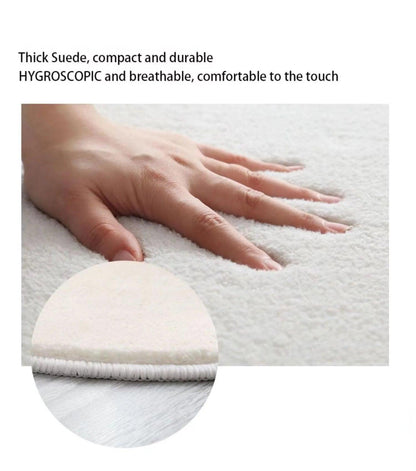 Modern Nordic Black White Solid Pattern Carpet │ Minimal Art Plush Soft Decorative Rug - Besontique Home