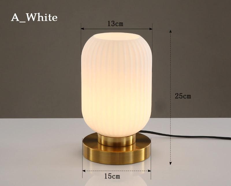 Modern Nordic Stained Glass Table Lamp Light (White / Amber / Green / Grey) - Besontique