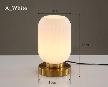 Modern Nordic Stained Glass Table Lamp Light (White / Amber / Green / Grey) - Besontique