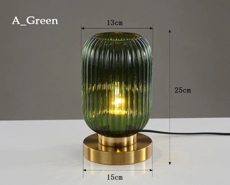 Modern Nordic Stained Glass Table Lamp Light (White / Amber / Green / Grey) - Besontique Home