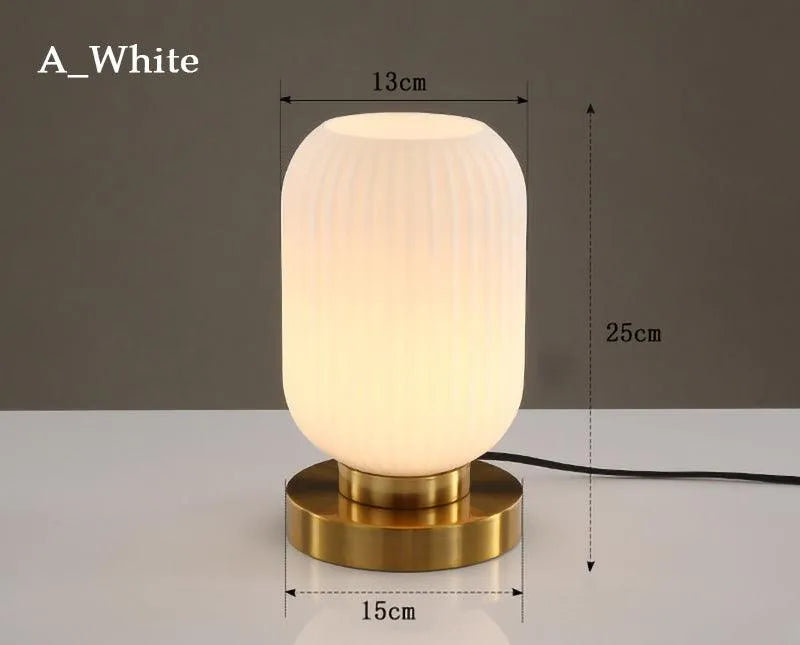 Modern Nordic Stained Glass Table Lamp Light (White / Amber / Green / Grey) - Besontique Home