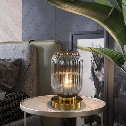 Modern Nordic Stained Glass Table Lamp Light (White / Amber / Green / Grey) - Besontique Home
