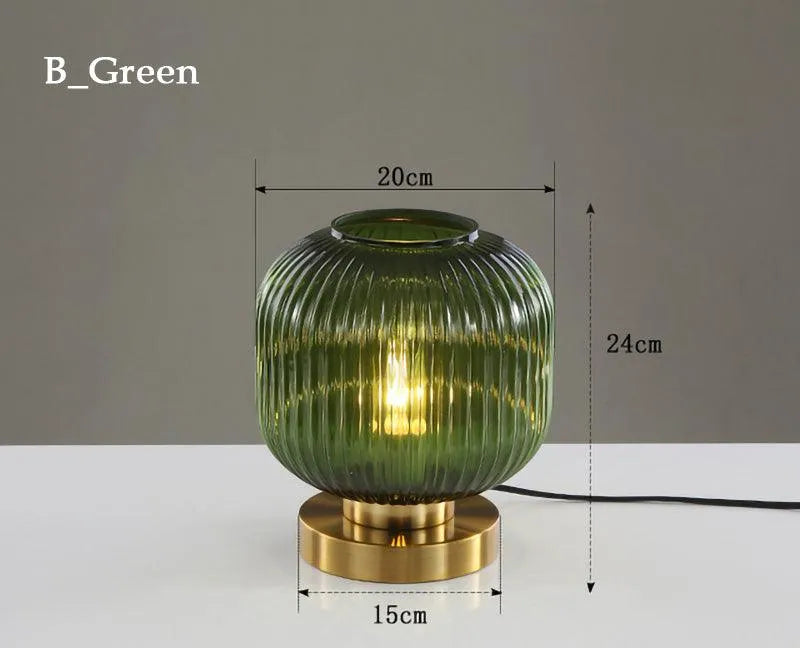 Modern Nordic Stained Glass Table Lamp Light (White / Amber / Green / Grey) - Besontique Home