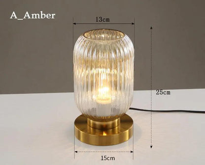 Modern Nordic Stained Glass Table Lamp Light (White / Amber / Green / Grey) - Besontique Home