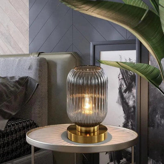 Modern Nordic Stained Glass Table Lamp Light (White / Amber / Green / Grey) - Besontique Home