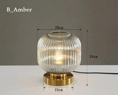 Modern Nordic Stained Glass Table Lamp Light (White / Amber / Green / Grey) - Besontique Home