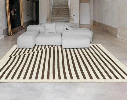 Modern Retro Line Art Thickened Carpet │ Brown Coffee Table Plush Carpets │ Luxury Bedroom Decorative Rug - Besontique Home