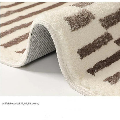 Modern Retro Line Art Thickened Carpet │ Brown Coffee Table Plush Carpets │ Luxury Bedroom Decorative Rug - Besontique Home