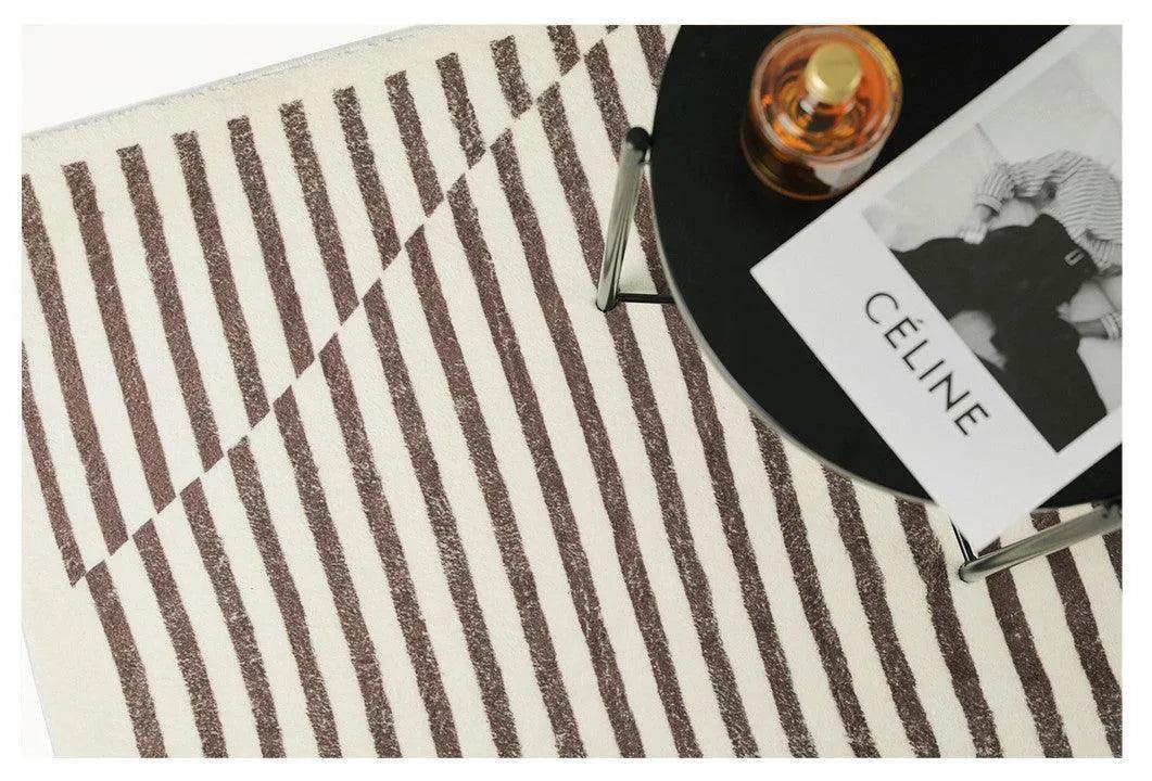Modern Retro Line Art Thickened Carpet │ Brown Coffee Table Plush Carpets │ Luxury Bedroom Decorative Rug - Besontique Home