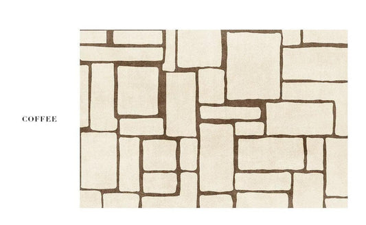 Modern Retro Line Art Thickened Carpet │ Brown Coffee Table Plush Carpets │ Luxury Bedroom Decorative Rug - Besontique Home