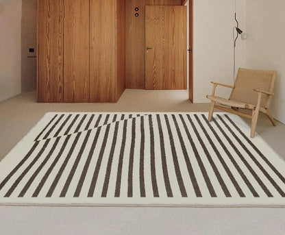Modern Retro Line Art Thickened Carpet │ Brown Coffee Table Plush Carpets │ Luxury Bedroom Decorative Rug - Besontique Home