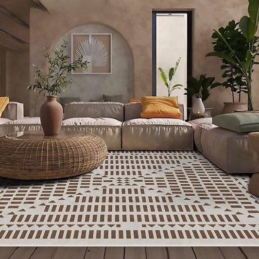 Modern Retro Living Room Carpet │ Light Luxury Plaid Geometric Soft Floor Rug - Besontique