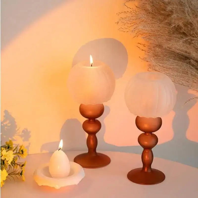 Modern Retro Table Lamp Glass Candle Holder │ Neutral Tone Home Decoration Accessories - Besontique Home