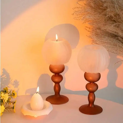 Modern Retro Table Lamp Glass Candle Holder │ Neutral Tone Home Decoration Accessories - Besontique Home