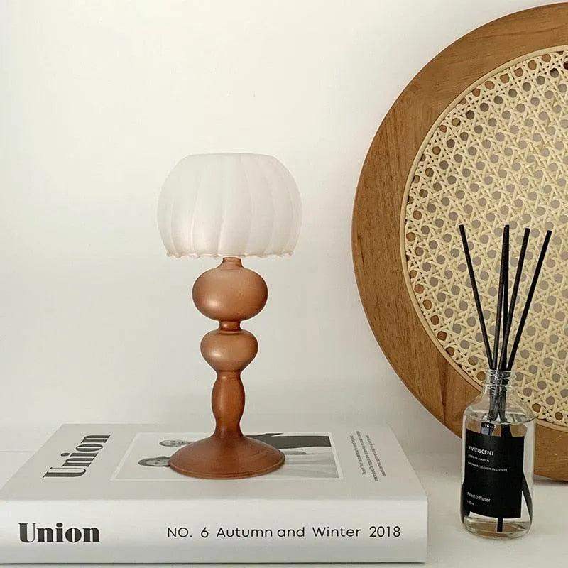 Modern Retro Table Lamp Glass Candle Holder │ Neutral Tone Home Decoration Accessories - Besontique Home