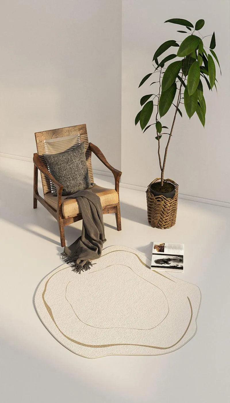Modern Simple Irregular Luxury Carpet │ Geometric Beige Line Design Rug - Besontique Home