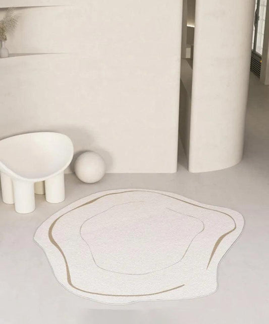 Modern Simple Irregular Luxury Carpet │ Geometric Beige Line Design Rug - Besontique Home