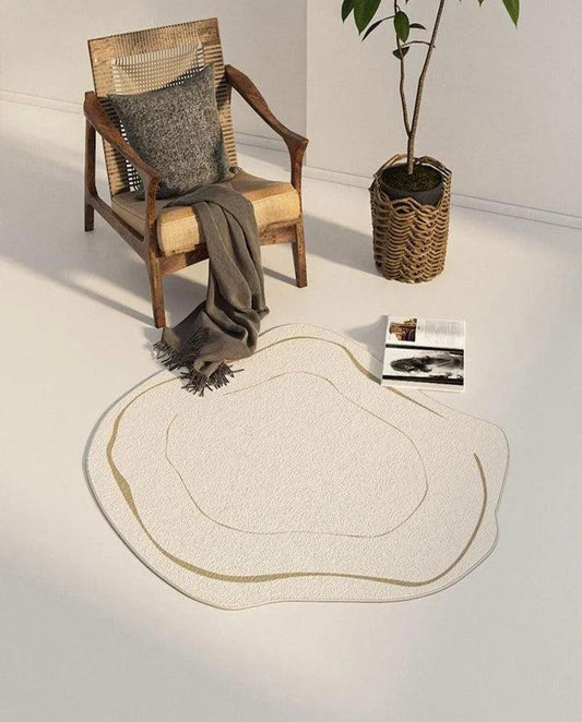 Modern Simple Irregular Luxury Carpet │ Geometric Beige Line Design Rug - Besontique Home