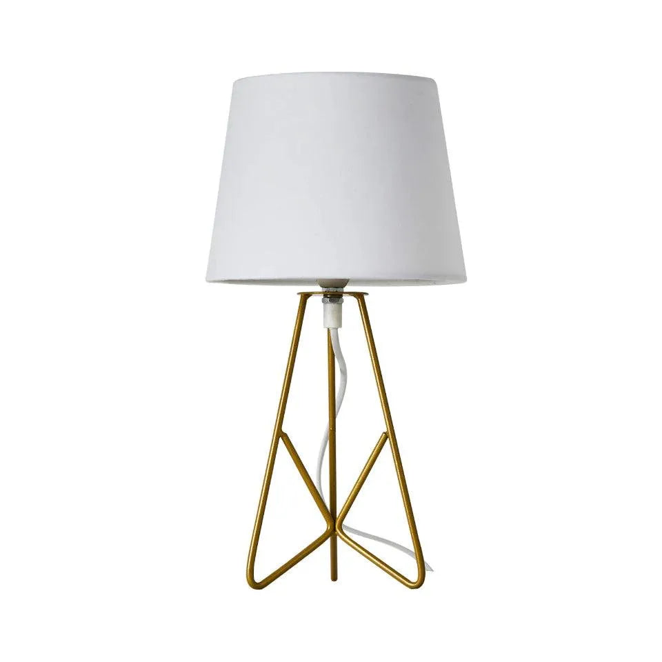 Modern Table Lamp with Geometric Metal Base & Fabric Shade 3 │ Desk Light Lamp for Bedroom Living Room - Besontique