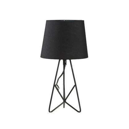 Modern Table Lamp with Geometric Metal Base & Fabric Shade 3 │ Desk Light Lamp for Bedroom Living Room - Besontique