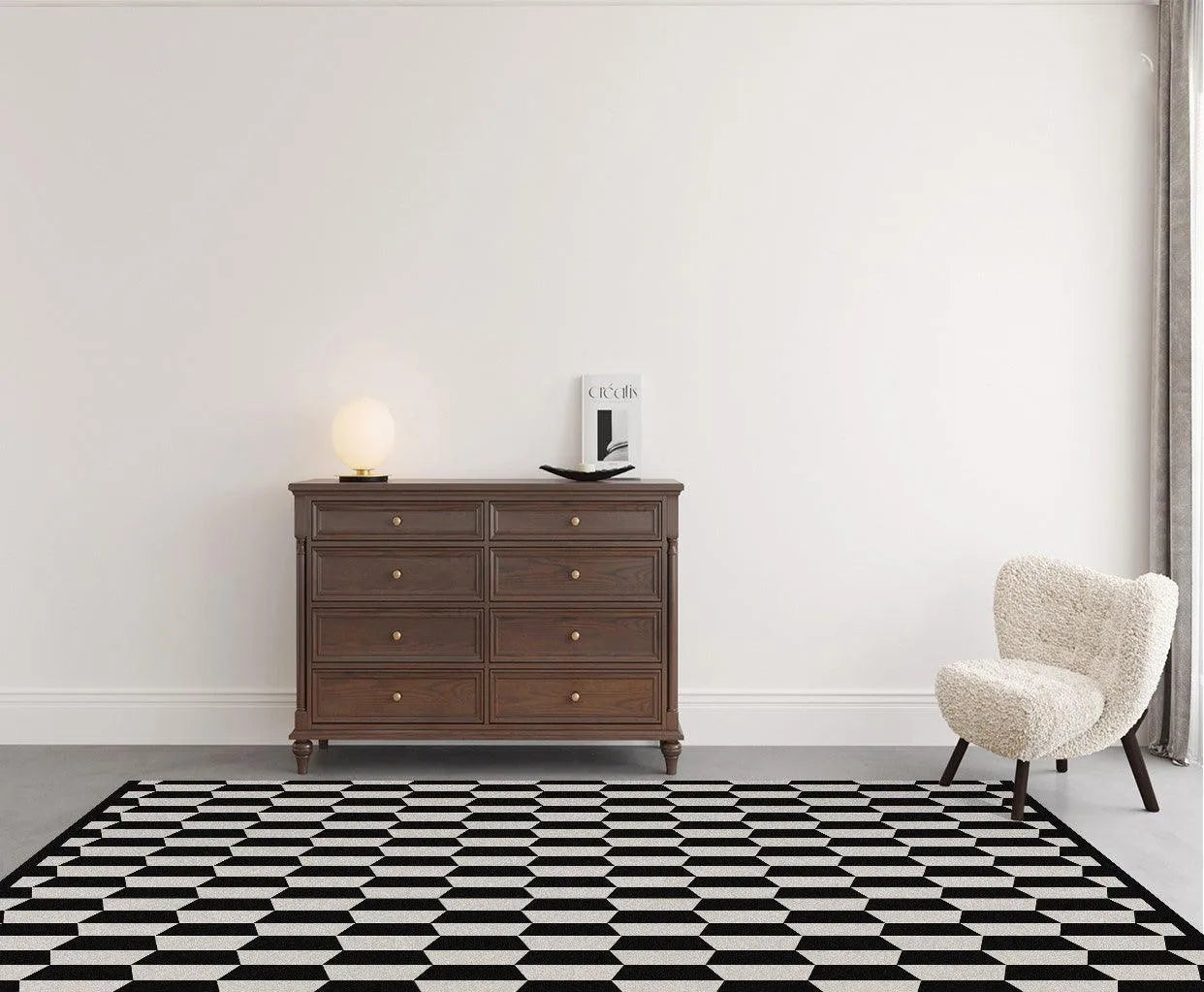 Modern Vintage American Style Large Carpet │ Black Pattern Geometric Rug - Besontique