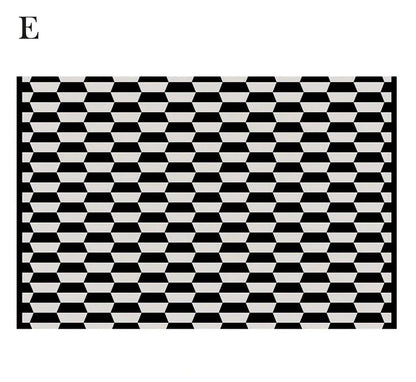 Modern Vintage American Style Large Carpet │ Black Pattern Geometric Rug - Besontique Home