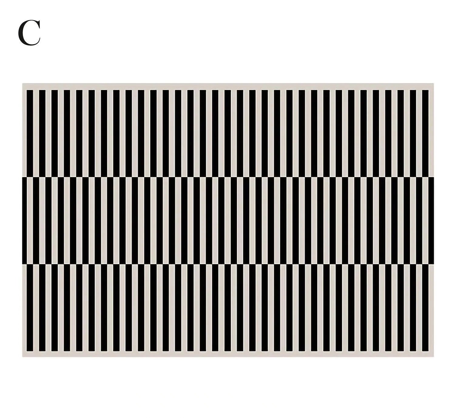 Modern Vintage American Style Large Carpet │ Black Pattern Geometric Rug - Besontique Home