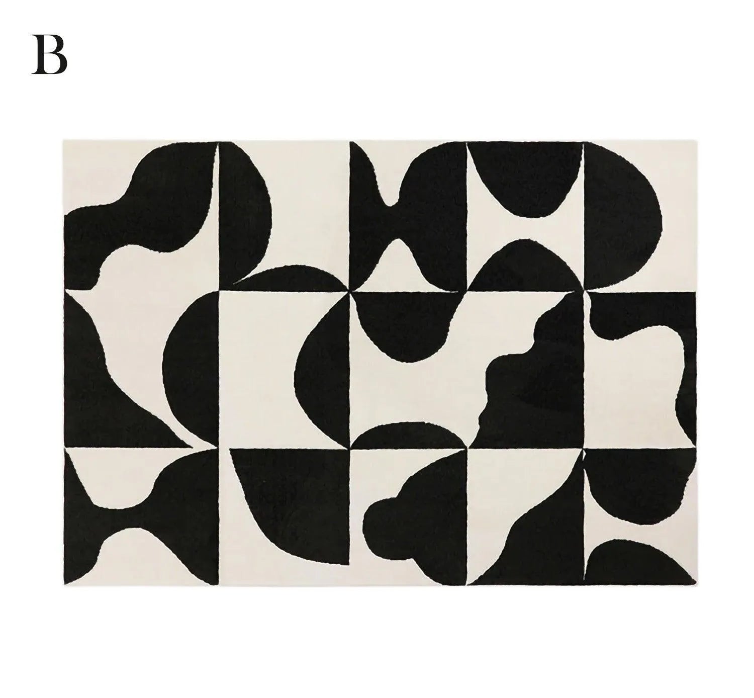 Modern Vintage American Style Large Carpet │ Black Pattern Geometric Rug - Besontique Home