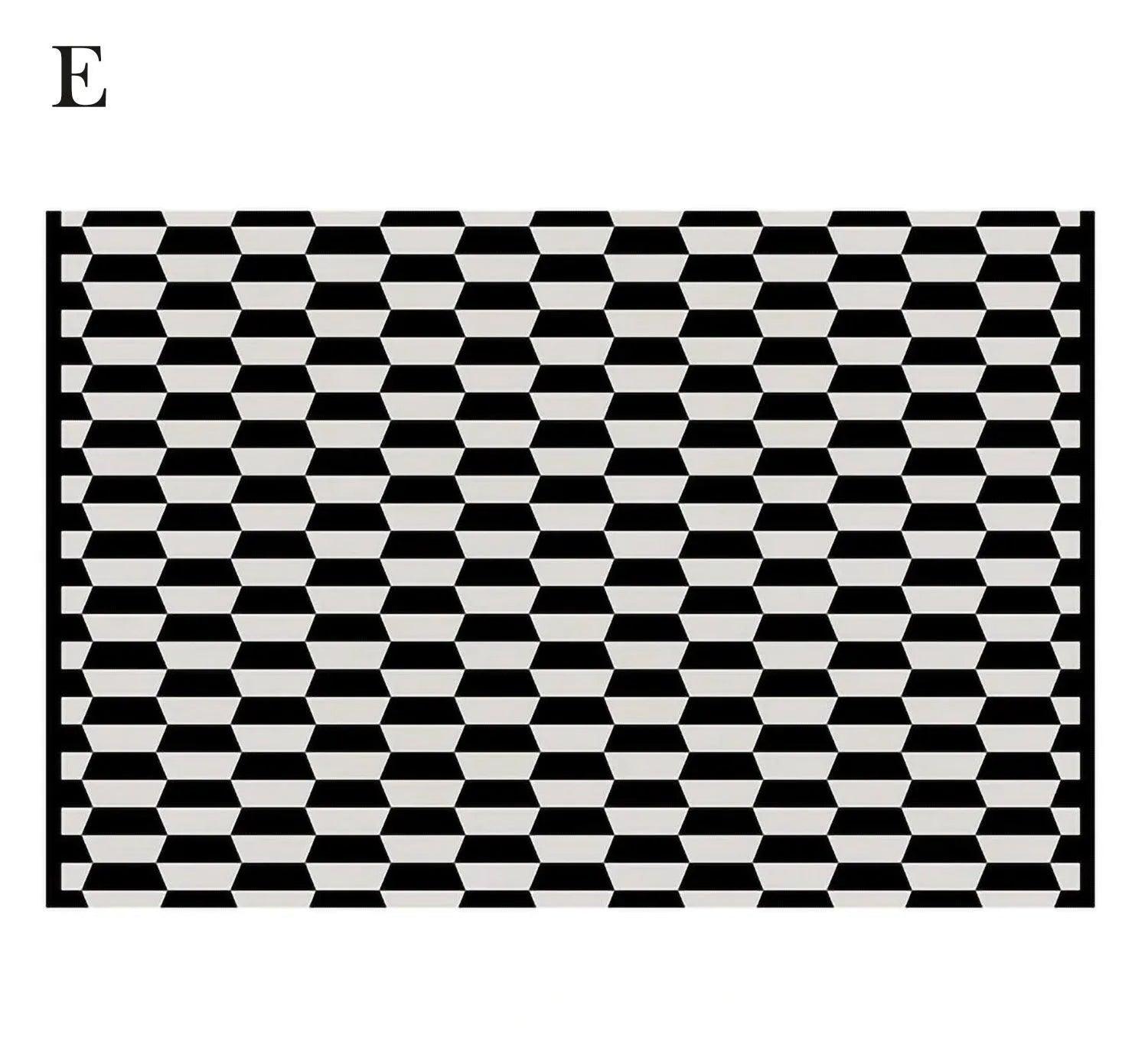 Modern Vintage American Style Large Carpet │ Black Pattern Geometric Rug - Besontique Home