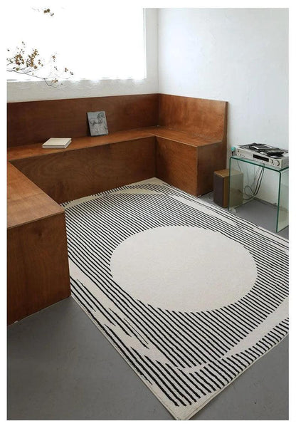 Modern Vintage American Style Large Carpet │ Black Pattern Geometric Rug - Besontique Home
