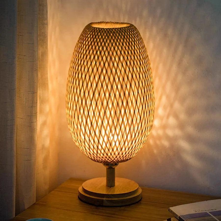 Modern Vintage Bamboo Table Lamps │ Handmade Knitted Wooden Desk Light │ For Living Room Bedroom Decoration - Besontique Home