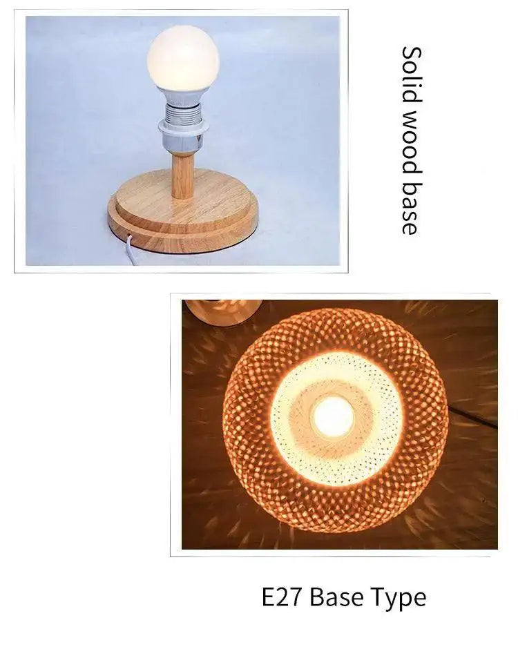 Modern Vintage Bamboo Table Lamps │ Handmade Knitted Wooden Desk Light │ For Living Room Bedroom Decoration - Besontique Home