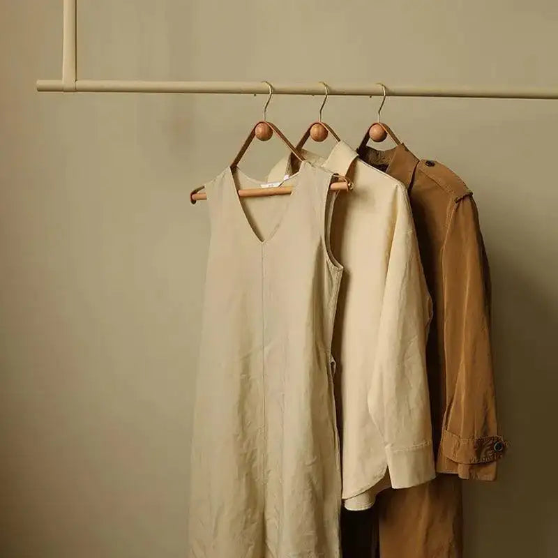 Modern Vintage Leather Wood Clothes Hanger │ Design Wardrobe Coat Trousers Storage Organizer - Besontique Home