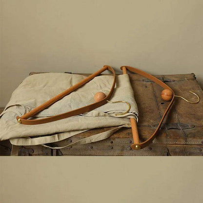 Modern Vintage Leather Wood Clothes Hanger │ Design Wardrobe Coat Trousers Storage Organizer - Besontique Home