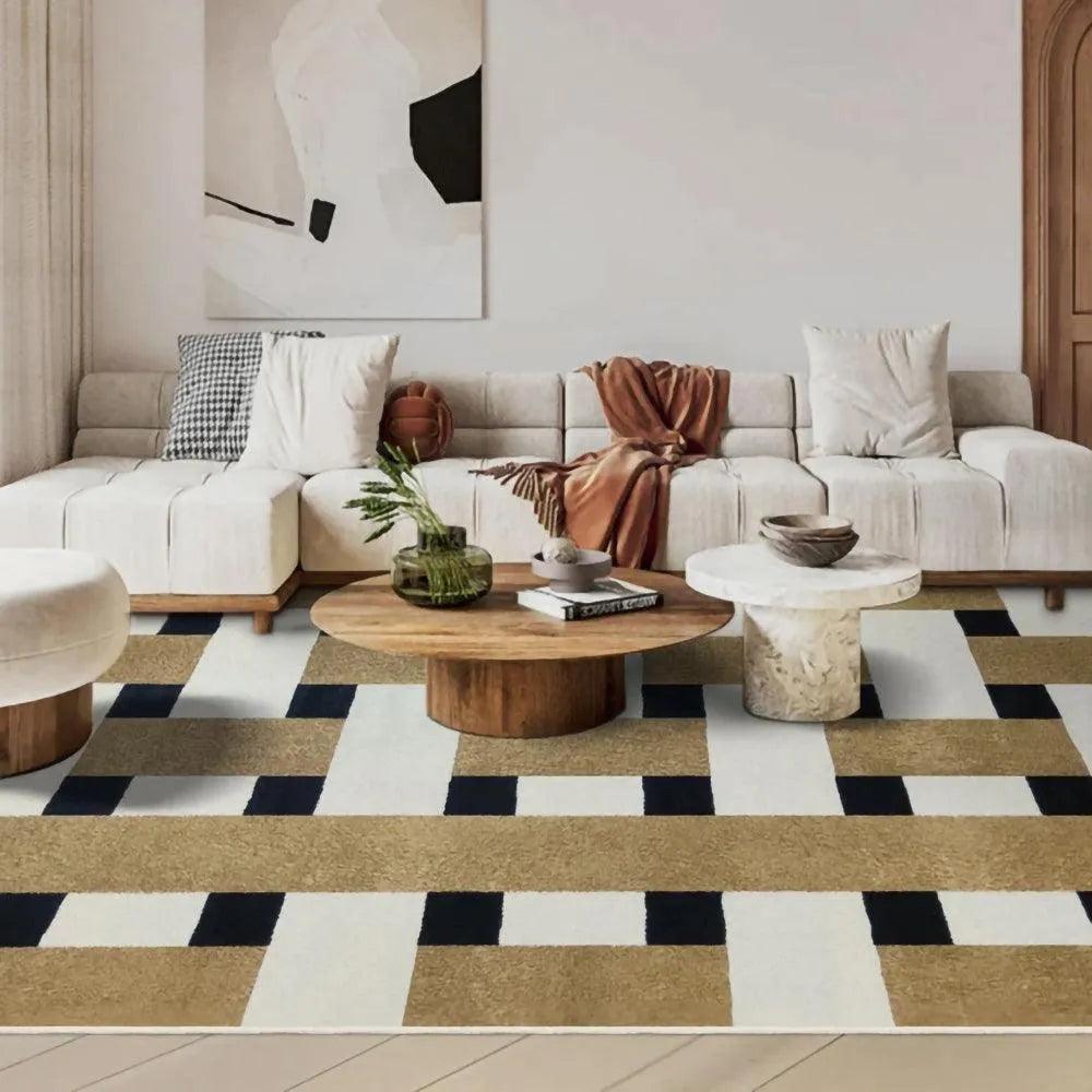 Modern Vintage Living Room Carpet │ Classic Geometric Art Design Rug - Besontique Home