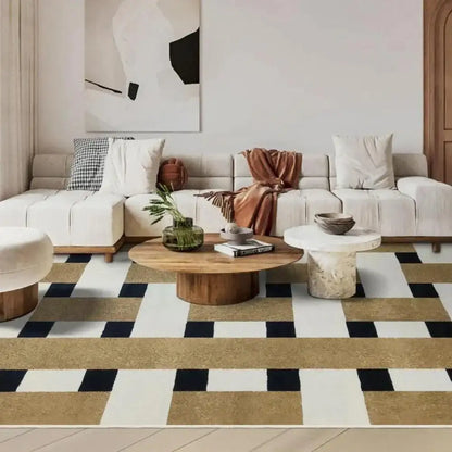 Modern Vintage Living Room Carpet │ Classic Geometric Art Design Rug - Besontique Home