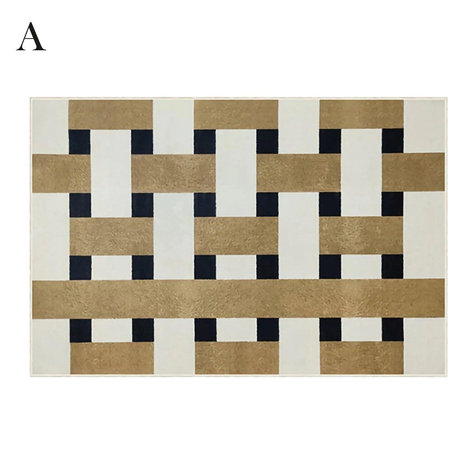 Modern Vintage Living Room Carpet │ Classic Geometric Art Design Rug - Besontique Home