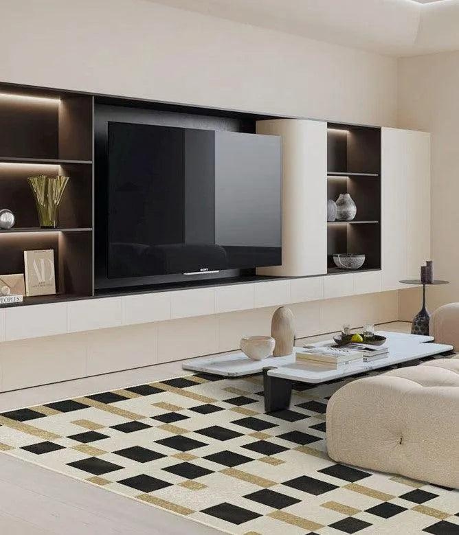 Modern Vintage Living Room Carpet │ Classic Geometric Art Design Rug - Besontique Home