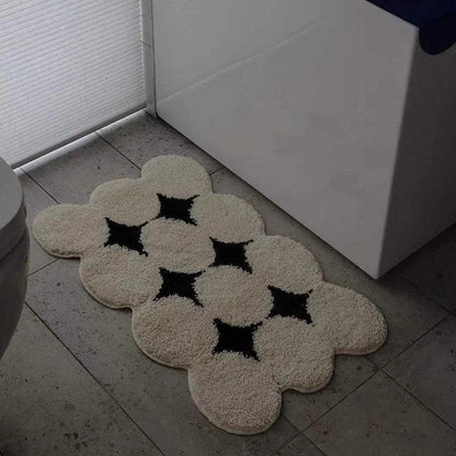 Modern Vintage Tufting Black White Rug │ Soft Aesthetic Floor Carpet Doormat │ For Home Living Room Decor - Besontique Home