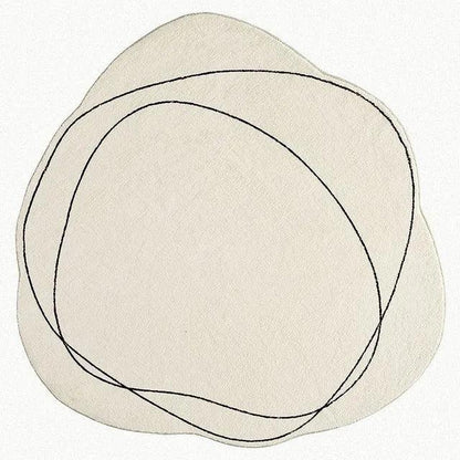 Modern White Irregular Abstract Line Art Rug Carpet - Besontique Home