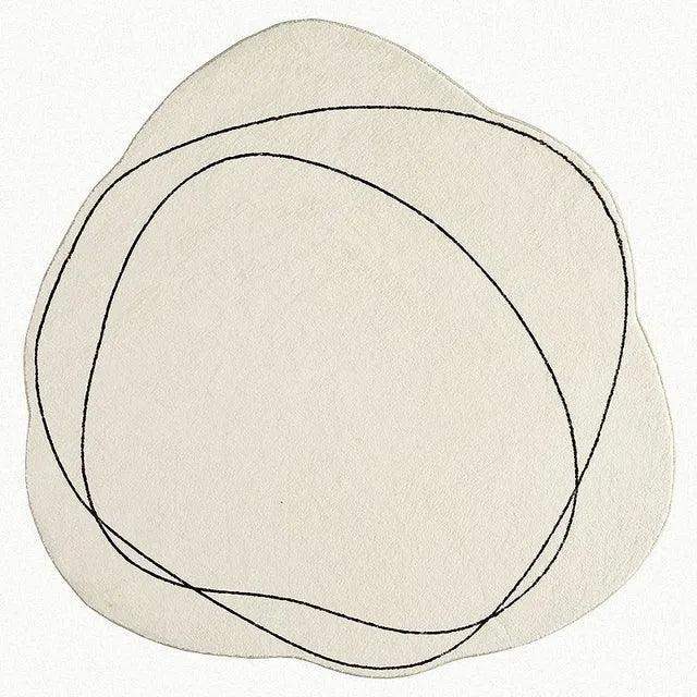 Modern White Irregular Abstract Line Art Rug Carpet - Besontique Home