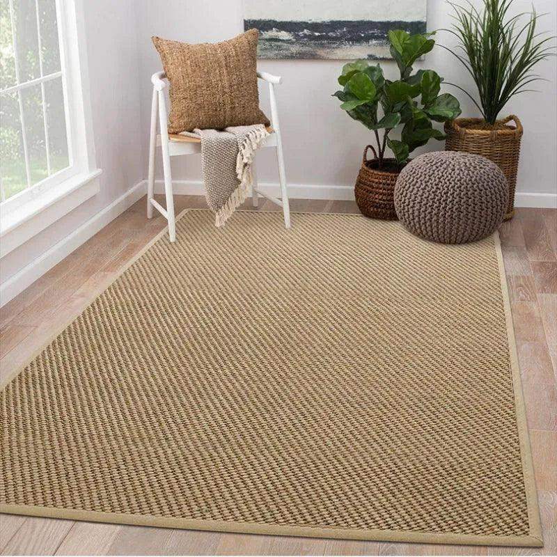 Natural Jute Hand Woven Home Decor Rug Carpet │ Modern Neutral Brown Soft Comfortable Mat - Besontique Home
