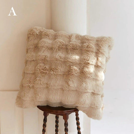 Neutral Luxury Fluffy Fur Throw Pillow │ High-end Warm Comfortable Cushions with pilling│ for Beds Living Room Sofa Home Decor - Besontique Home