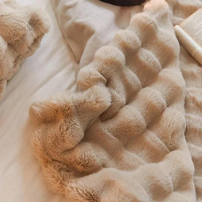Neutral Luxury Fur Fluffy Blanket │ Super Comfortable Blankets for Bed │ High-end Warm Winter Blanket for Sofa Couch Decor - Besontique Home