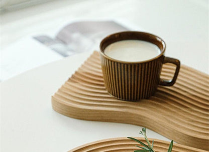 Neutral Wooden Tray For Coffee Bread │ Modern Decorative Platter │ Kitchenware - Besontique