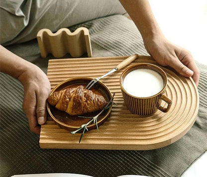 Neutral Wooden Tray For Coffee Bread │ Modern Decorative Platter │ Kitchenware - Besontique Home