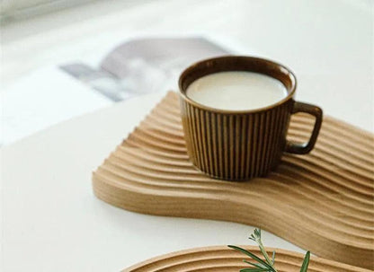 Neutral Wooden Tray For Coffee Bread │ Modern Decorative Platter │ Kitchenware - Besontique Home