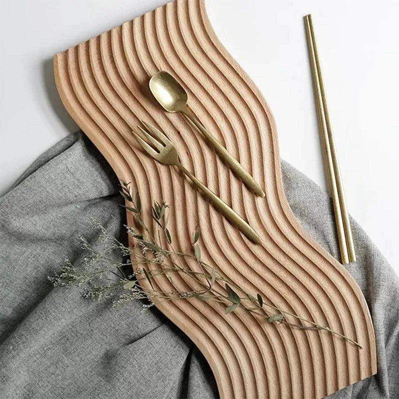 Neutral Wooden Tray For Coffee Bread │ Modern Decorative Platter │ Kitchenware - Besontique Home