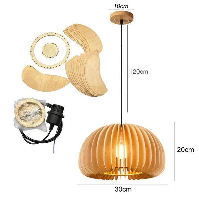 Nordic Art Wooden Ceiling Lamp Lighting │ Modern Retro Style Hanging Light - Besontique Home