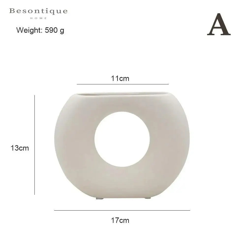 Nordic Ceramic Flower Vase │ Geometric Art Decorative Pot │ Neutral Tone Color Home Decoration - Besontique Home